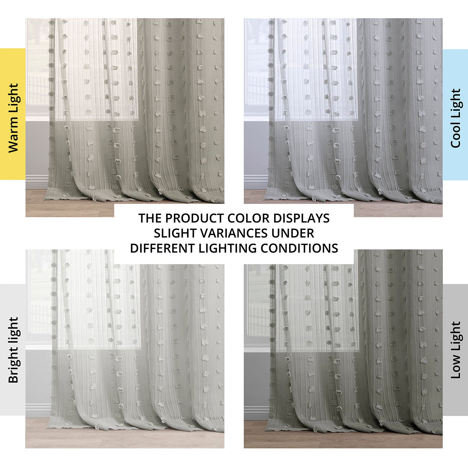 Strasbourg Dot Grey Geometric Patterned Faux Linen Sheer Curtain