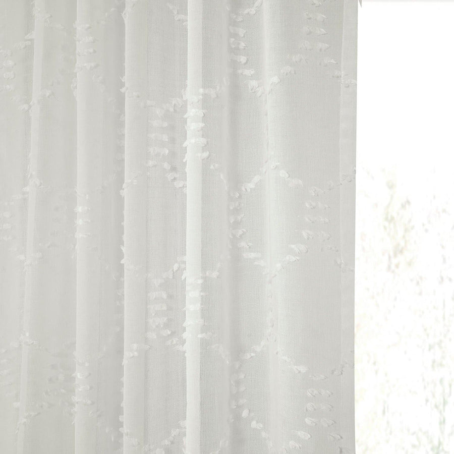 Marseille Shell Patterned Faux Linen Sheer Curtain - HalfPriceDrapes.com