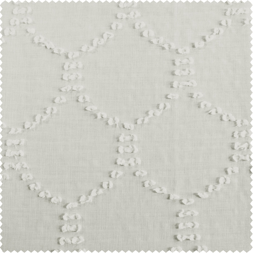 Marseille Shell Geometric Patterned Faux Linen Sheer Custom Curtain