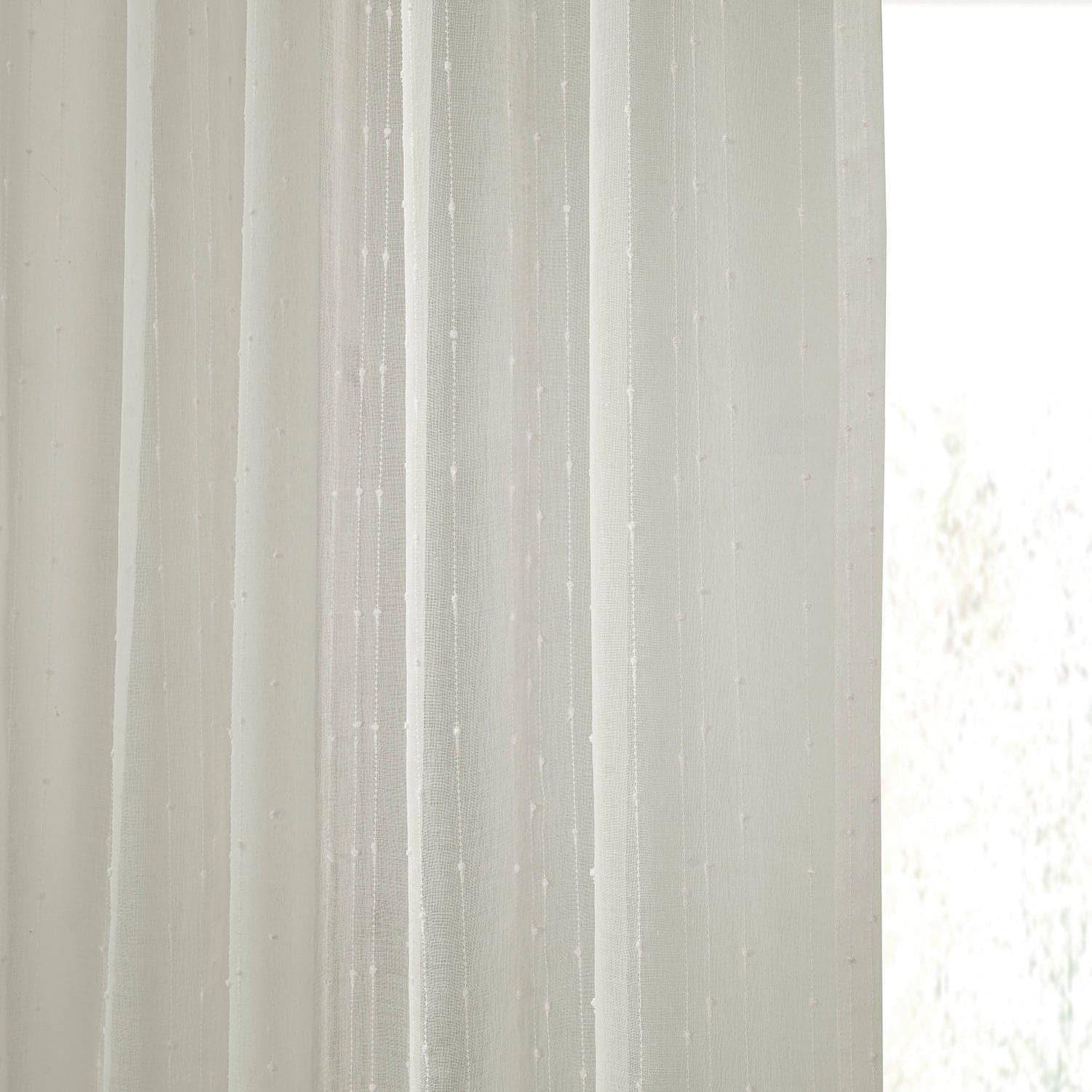 Montpellier Striped Patterned Faux Linen Sheer Curtain - HalfPriceDrapes.com