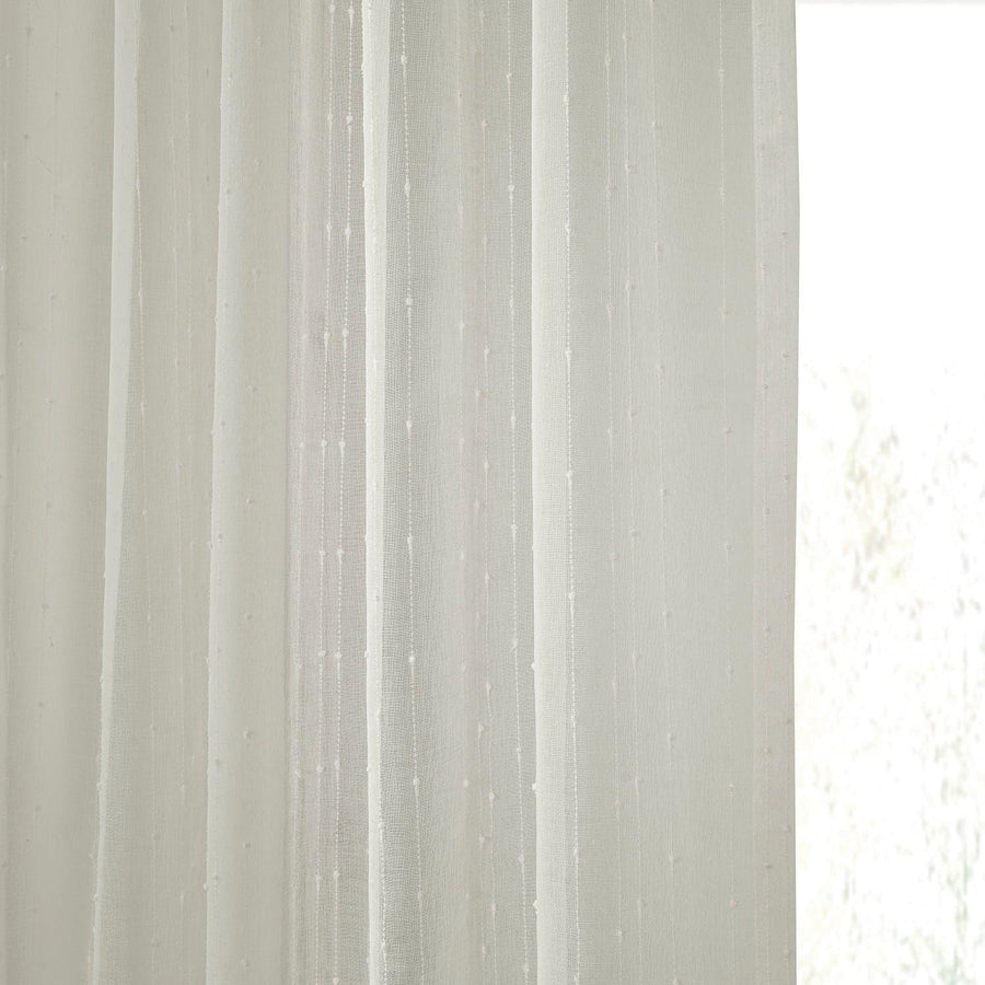 Montpellier Striped Patterned Faux Linen Sheer Curtain - HalfPriceDrapes.com