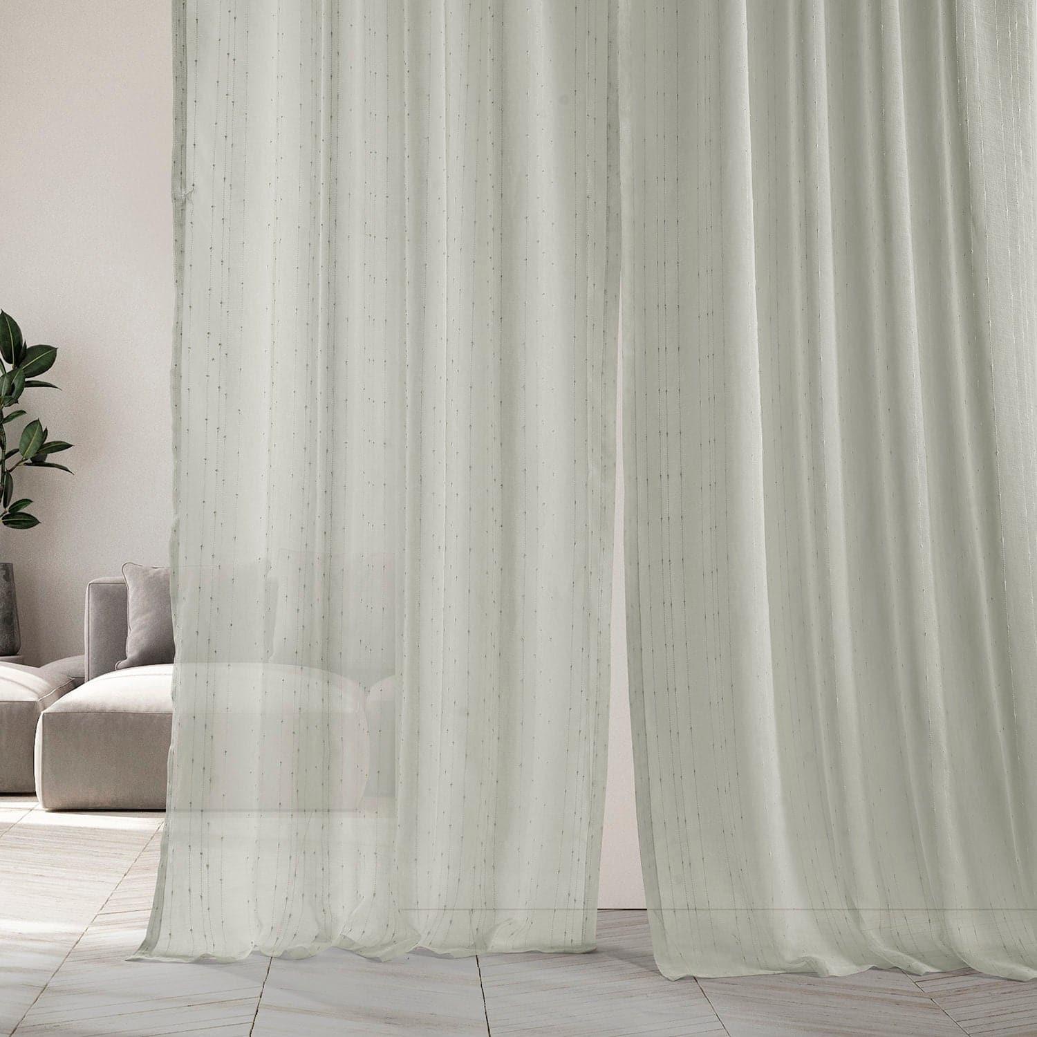 Montpellier Striped Patterned Faux Linen Sheer Curtain - HalfPriceDrapes.com