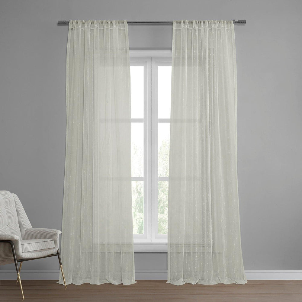 Montpellier Striped Patterned Faux Linen Sheer Curtain - HalfPriceDrapes.com