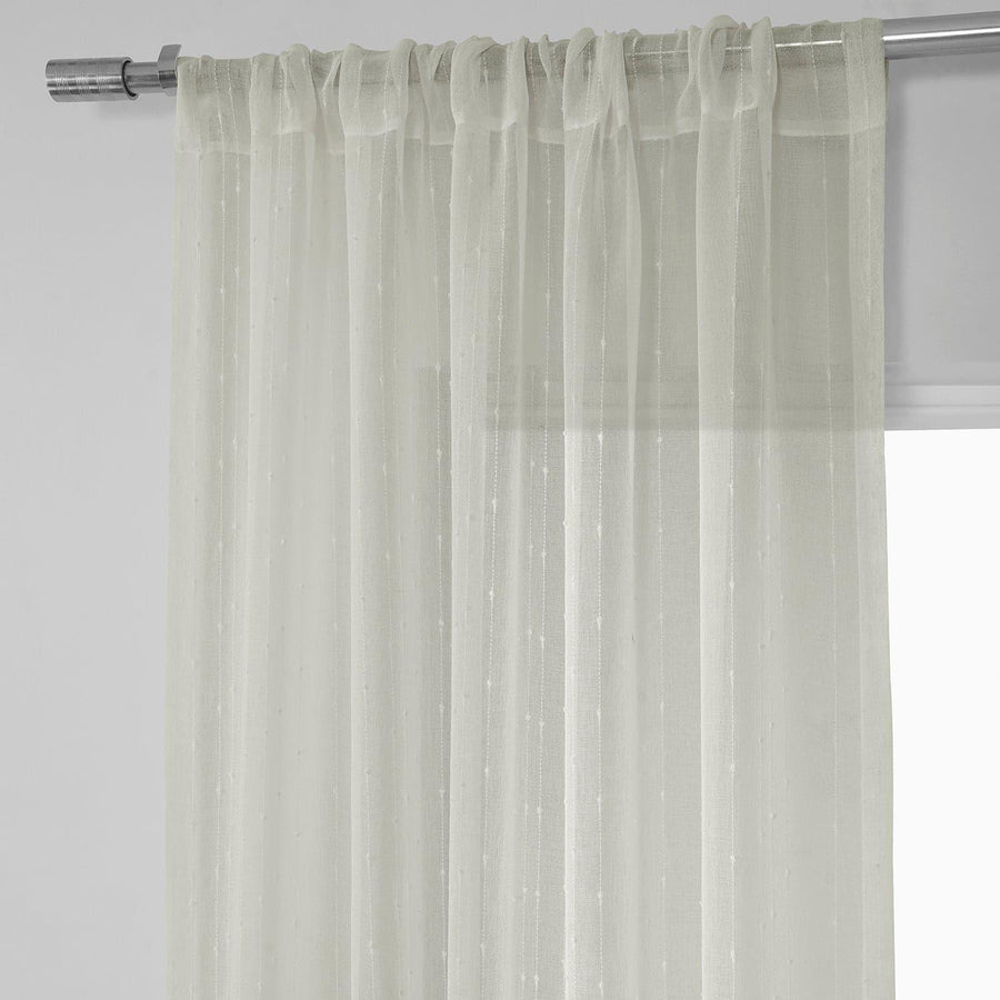 Montpellier Striped Patterned Faux Linen Sheer Curtain - HalfPriceDrapes.com