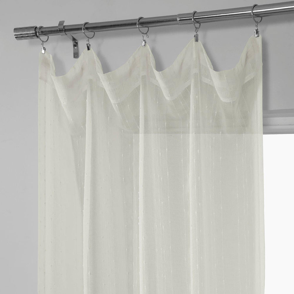 Montpellier Striped Patterned Faux Linen Sheer Curtain - HalfPriceDrapes.com