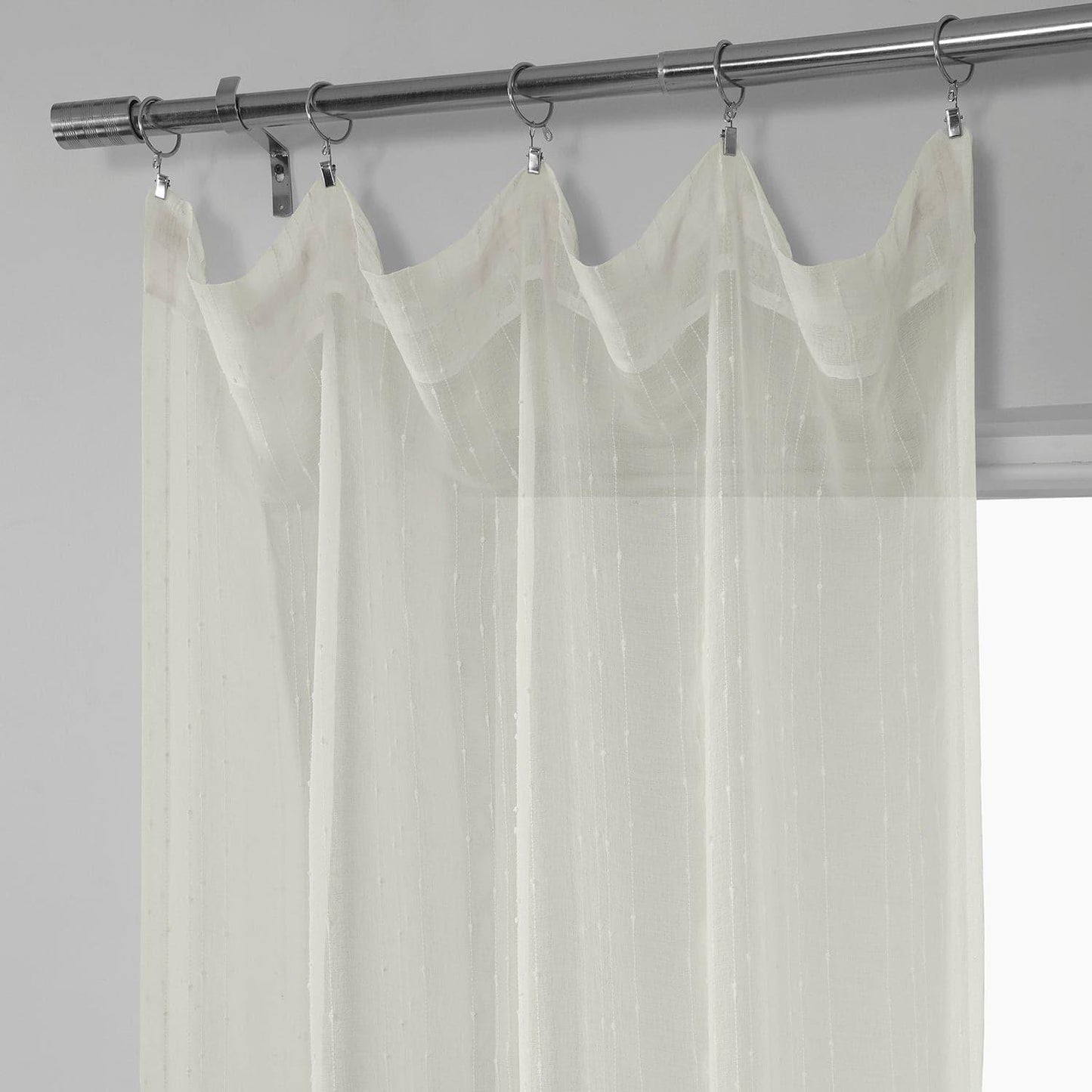 Montpellier Striped Patterned Faux Linen Sheer Curtain - HalfPriceDrapes.com