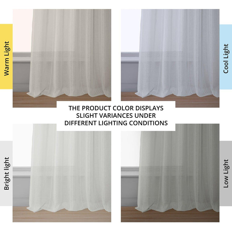Bordeaux Striped Patterned Faux Linen Sheer Curtain - HalfPriceDrapes.com