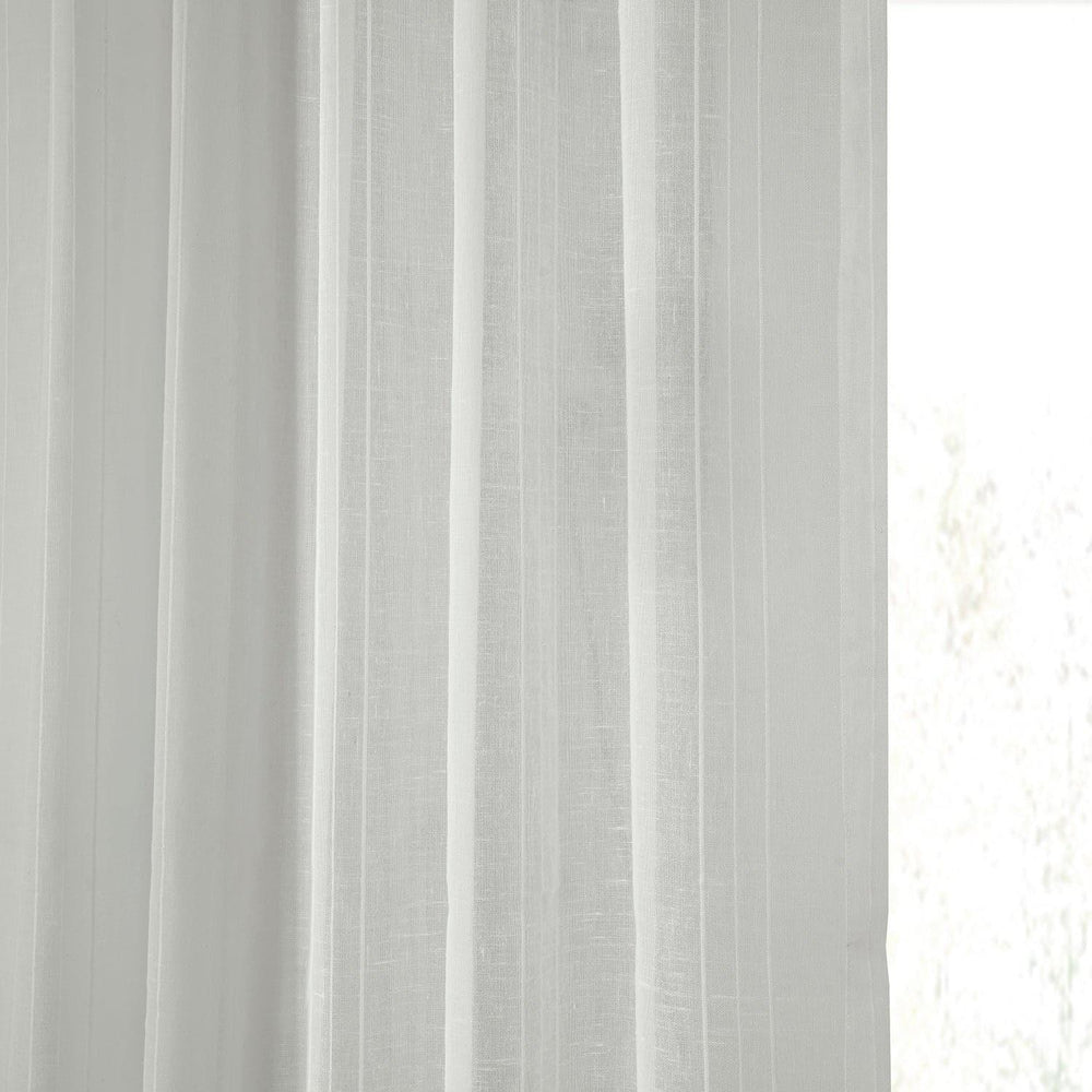 Bordeaux Striped Patterned Faux Linen Sheer Curtain - HalfPriceDrapes.com