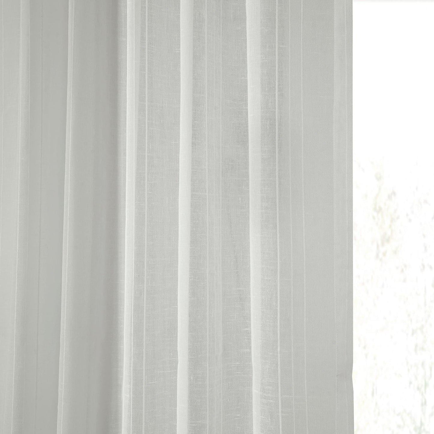 Bordeaux Striped Patterned Faux Linen Sheer Curtain - HalfPriceDrapes.com