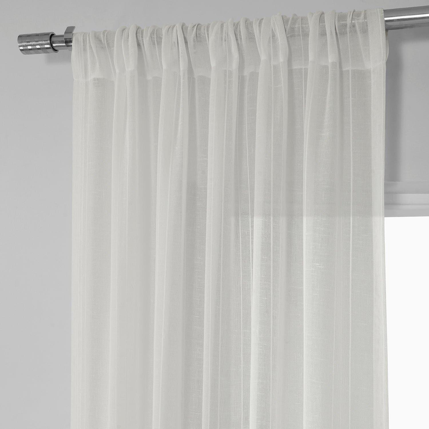 Bordeaux Striped Patterned Faux Linen Sheer Curtain - HalfPriceDrapes.com