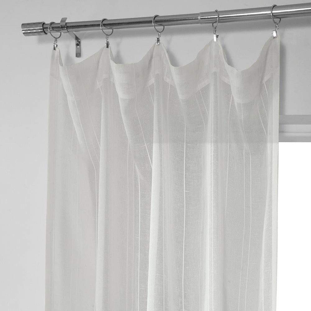 Bordeaux Striped Patterned Faux Linen Sheer Curtain - HalfPriceDrapes.com