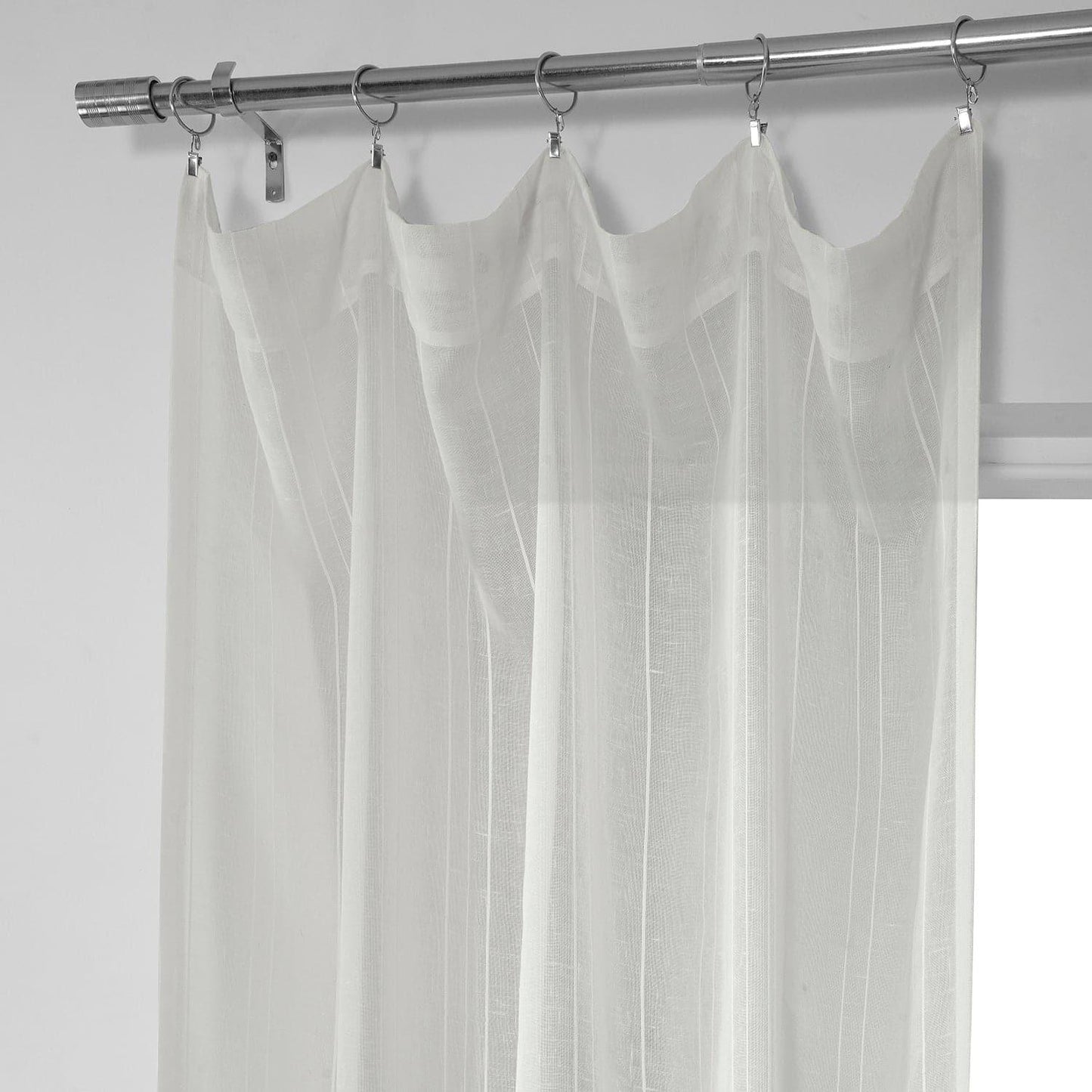 Bordeaux Striped Patterned Faux Linen Sheer Curtain - HalfPriceDrapes.com