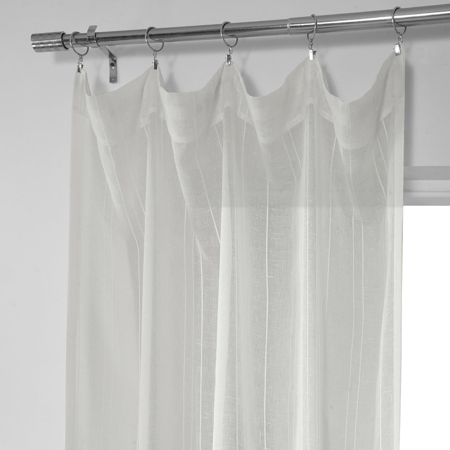 Bordeaux Striped Patterned Faux Linen Sheer Curtain - HalfPriceDrapes.com