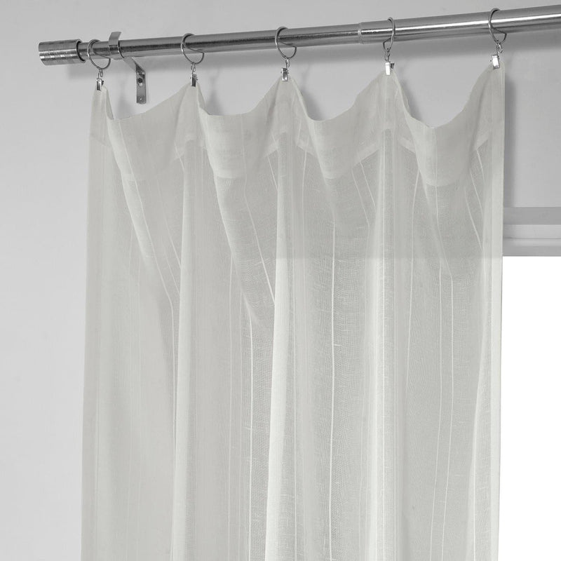 Bordeaux Striped Patterned Faux Linen Sheer Curtain - HalfPriceDrapes.com