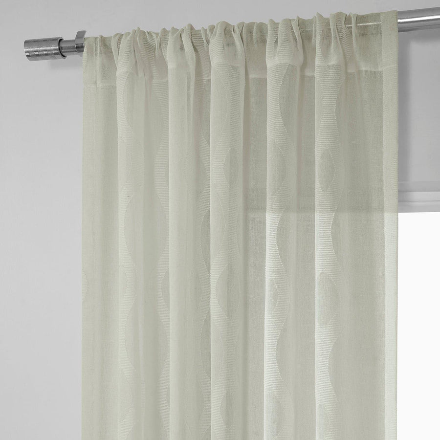Vega White Patterned Faux Linen Sheer Curtain - HalfPriceDrapes.com