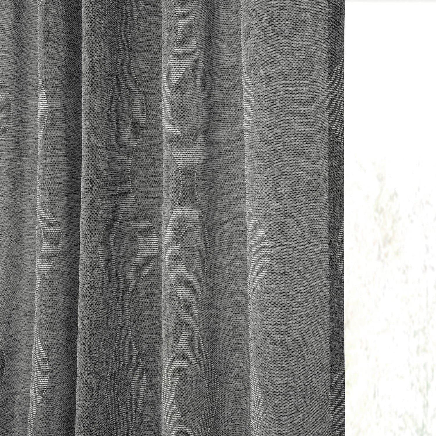 Vega Charcoal Patterned Faux Linen Sheer Curtain - HalfPriceDrapes.com