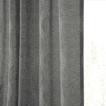 Vega Charcoal Patterned Faux Linen Sheer Curtain - HalfPriceDrapes.com