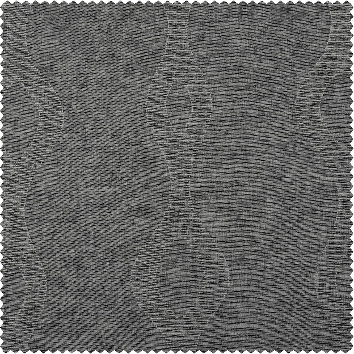 Vega Charcoal Patterned Faux Linen Sheer Curtain