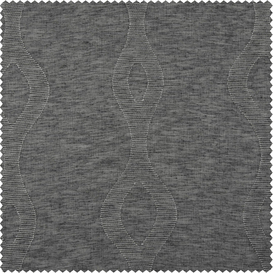 Vega Charcoal Patterned Faux Linen Sheer Swatch - HalfPriceDrapes.com