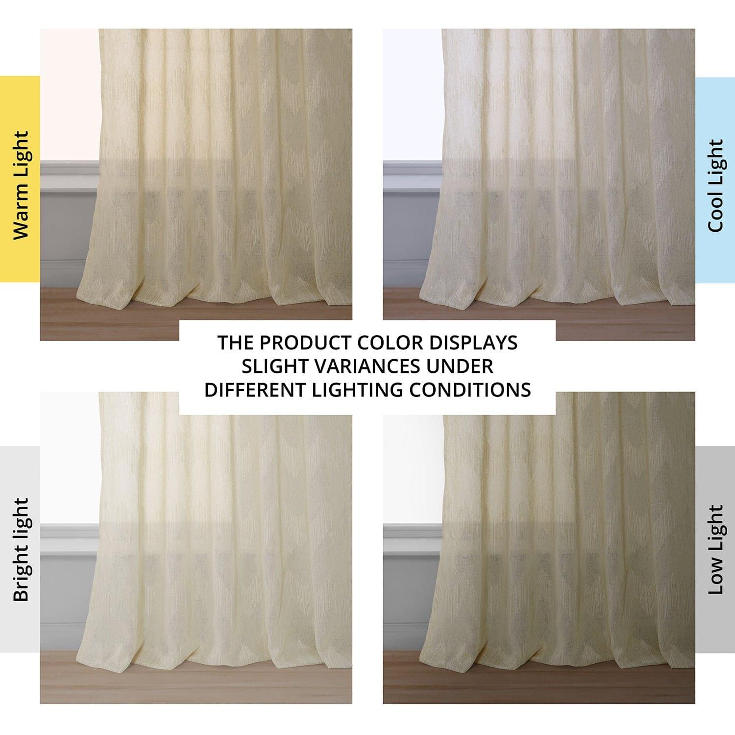 Sirius Beige Patterned Faux Linen Sheer Curtain - HalfPriceDrapes.com