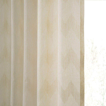 Sirius Beige Patterned Faux Linen Sheer Curtain - HalfPriceDrapes.com