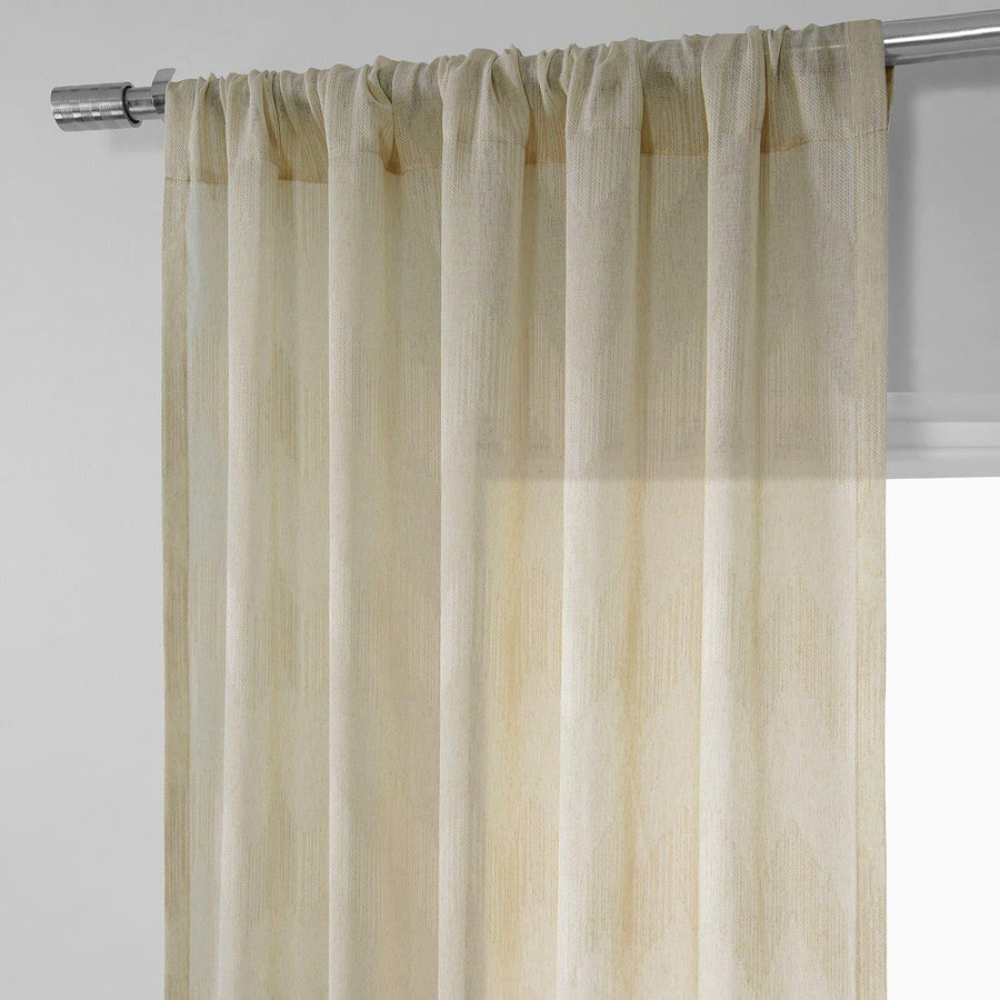 Sirius Beige Patterned Faux Linen Sheer Curtain - HalfPriceDrapes.com