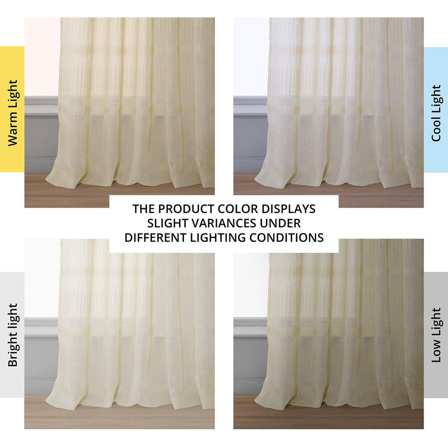 Polaris Tan Patterned Faux Linen Sheer Curtain - HalfPriceDrapes.com