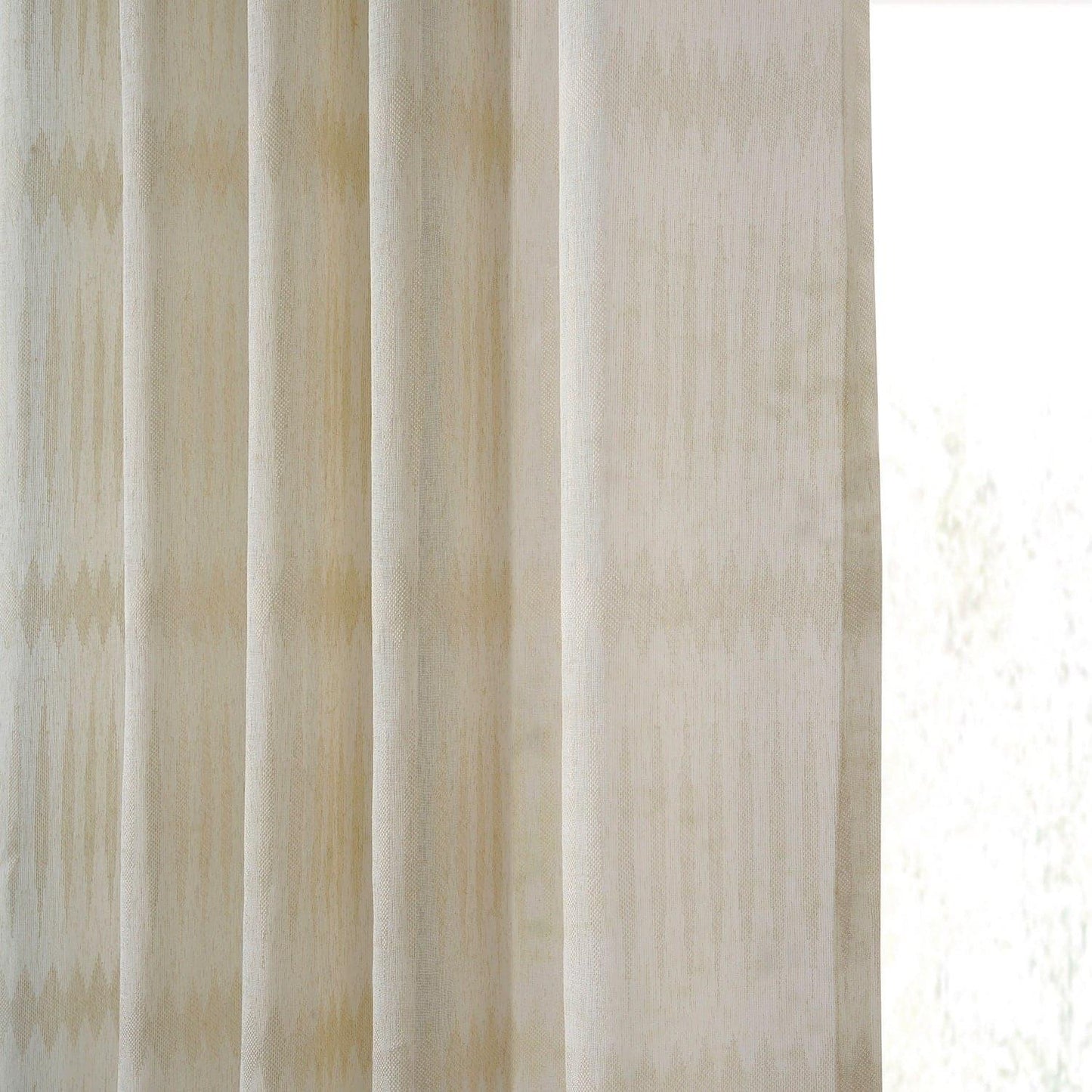 Polaris Tan Patterned Faux Linen Sheer Curtain - HalfPriceDrapes.com