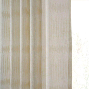 Polaris Tan Patterned Faux Linen Sheer Curtain - HalfPriceDrapes.com