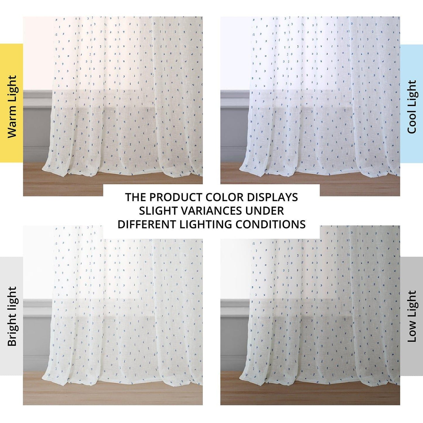 Altair Blue Patterned Faux Linen Sheer Curtain - HalfPriceDrapes.com