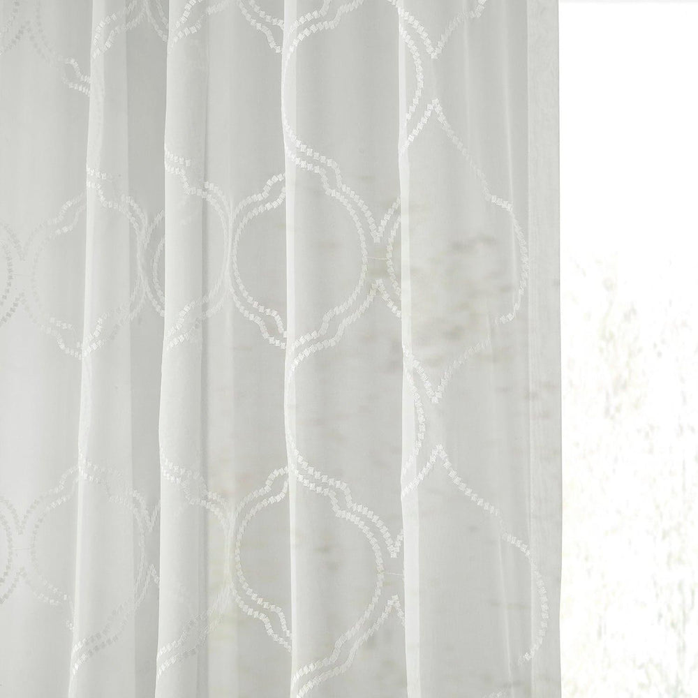 Florentina White Embroidered Sheer Curtain - HalfPriceDrapes.com