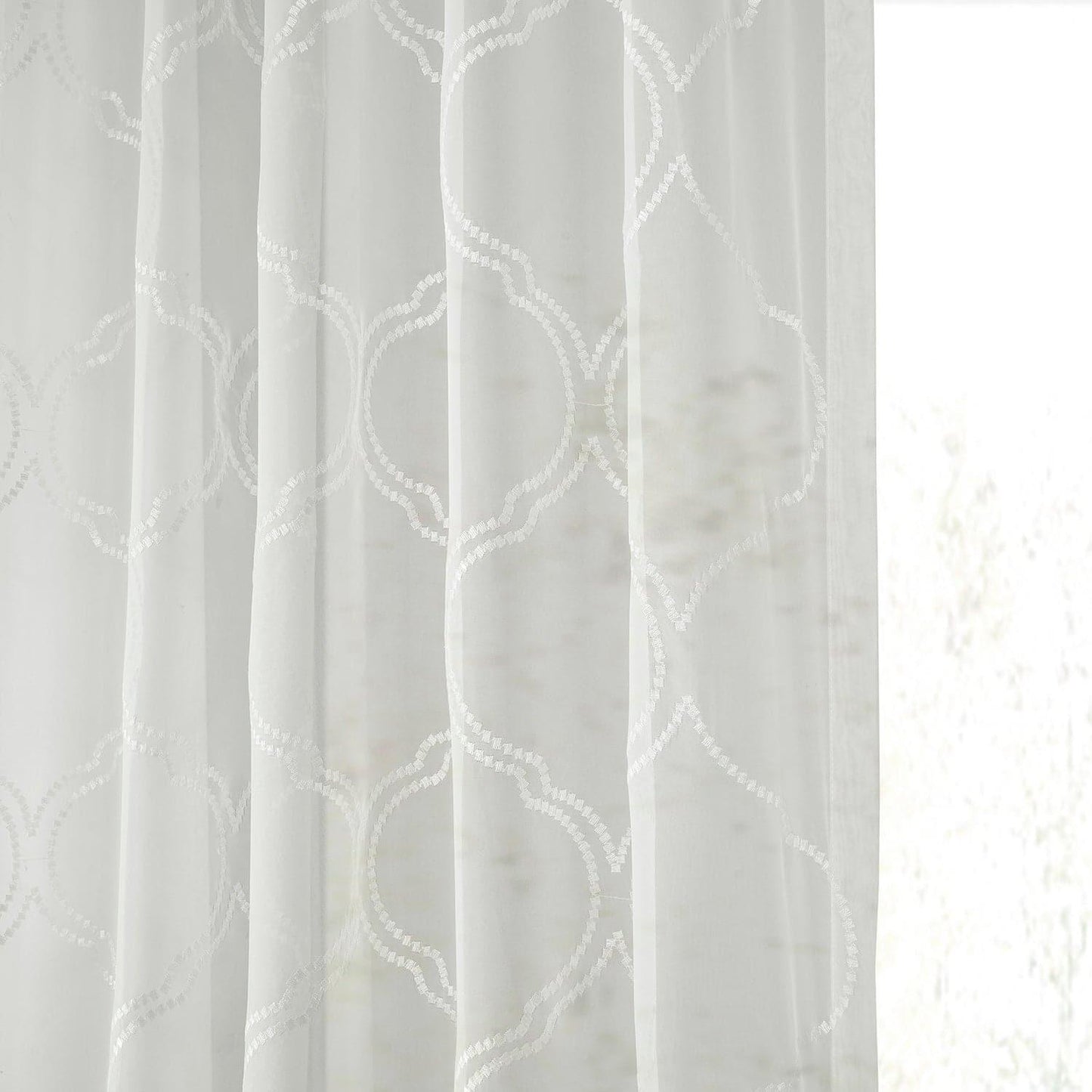 Florentina White Embroidered Sheer Curtain - HalfPriceDrapes.com