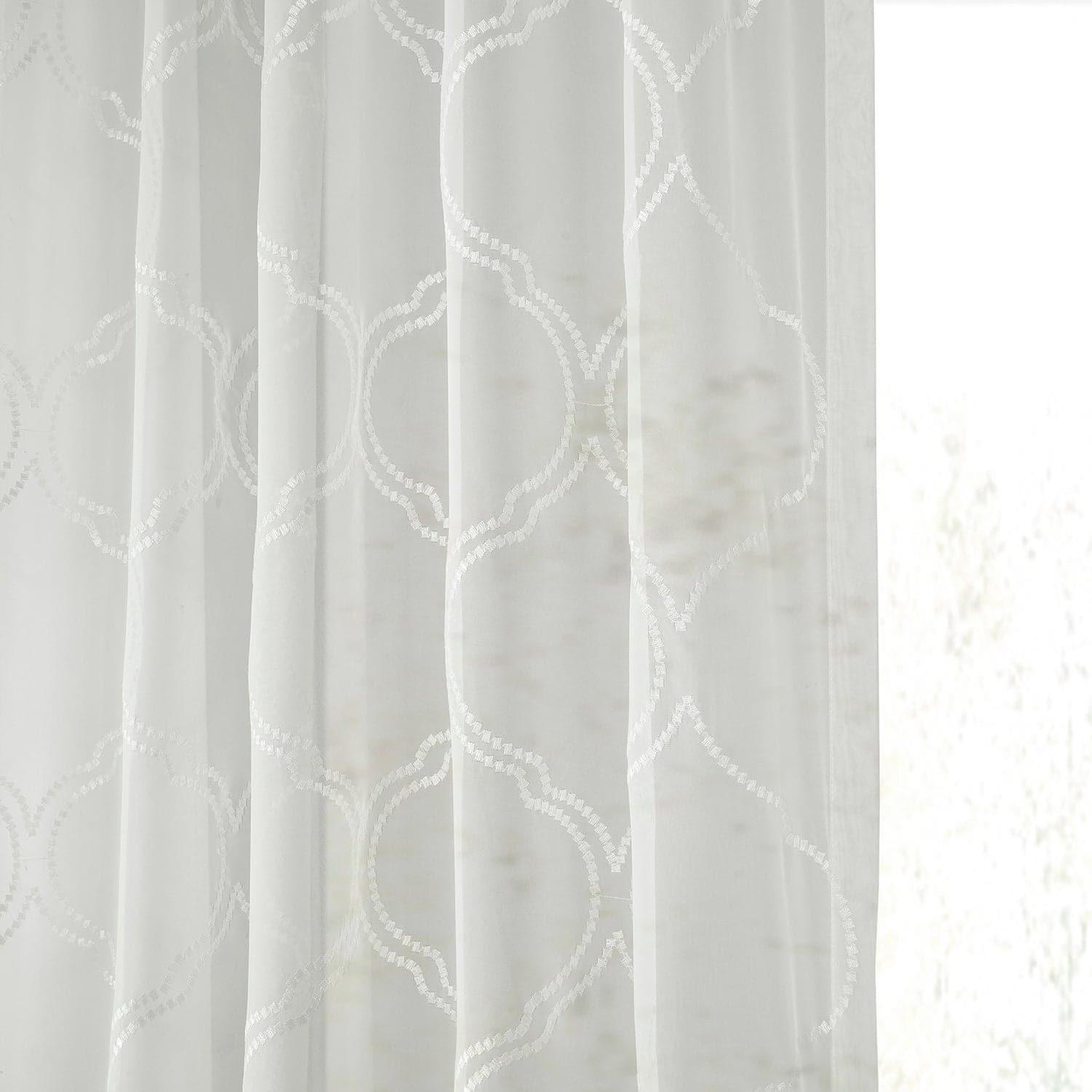 Florentina White Embroidered Sheer Curtain - HalfPriceDrapes.com