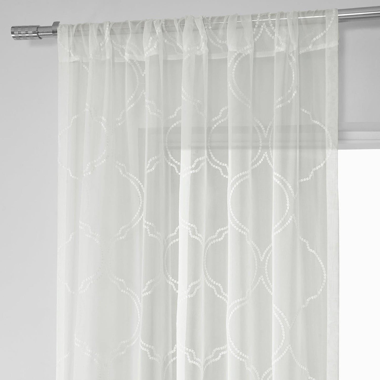 Florentina White Embroidered Sheer Curtain - HalfPriceDrapes.com