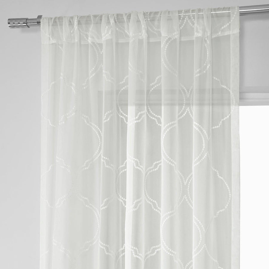Florentina White Embroidered Sheer Curtain - HalfPriceDrapes.com