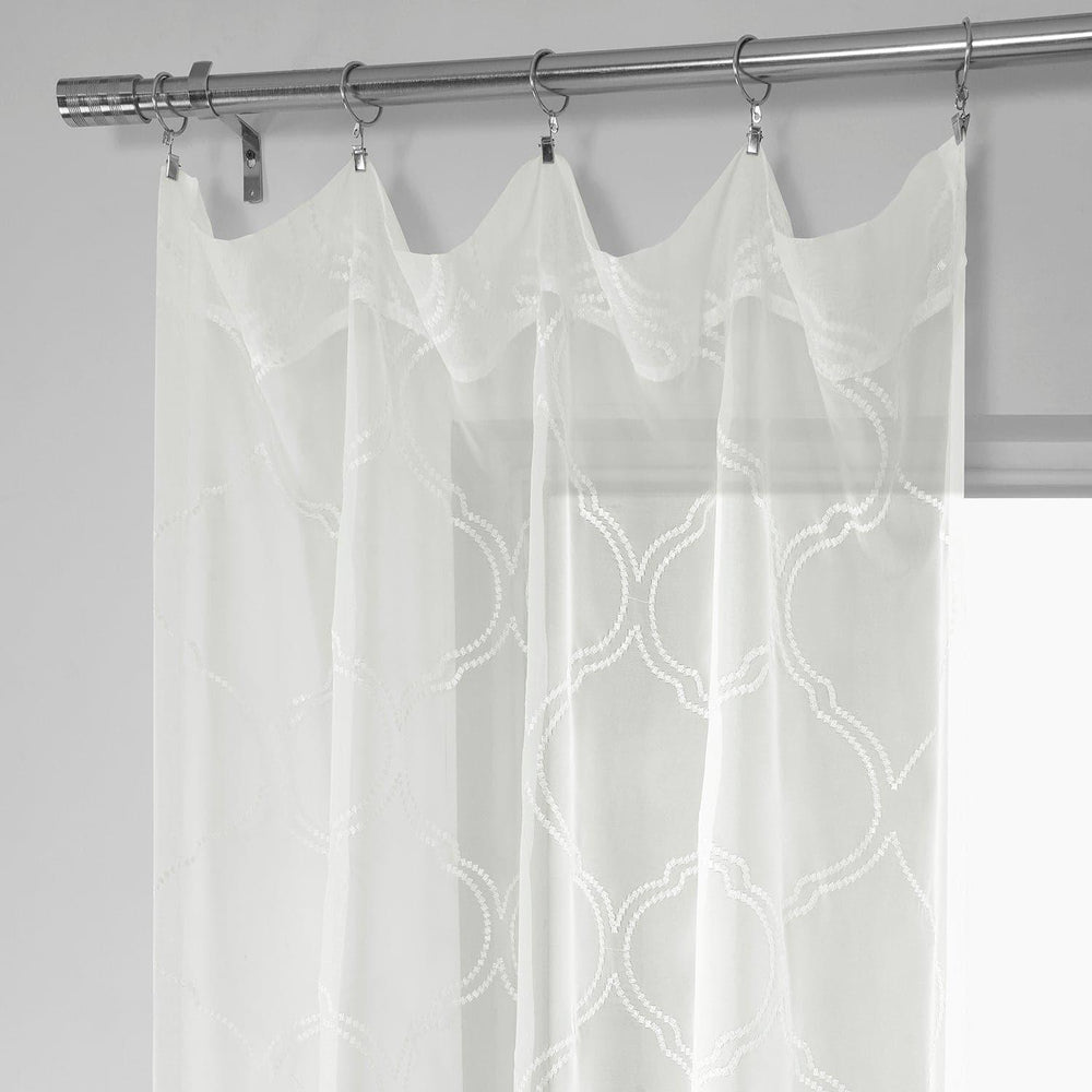Florentina White Embroidered Sheer Curtain - HalfPriceDrapes.com