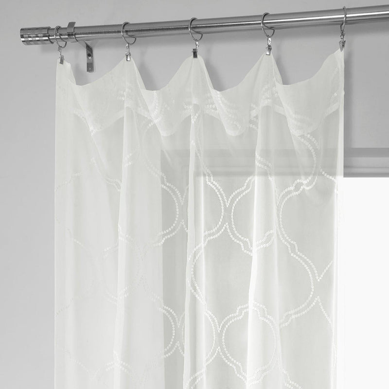 Florentina White Embroidered Sheer Curtain - HalfPriceDrapes.com