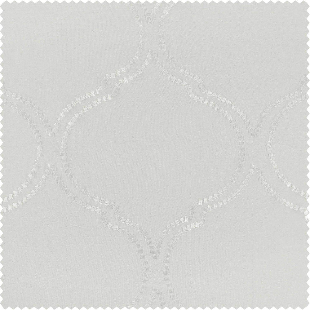 Florentina White Embroidered Polyester Swatch - HalfPriceDrapes.com