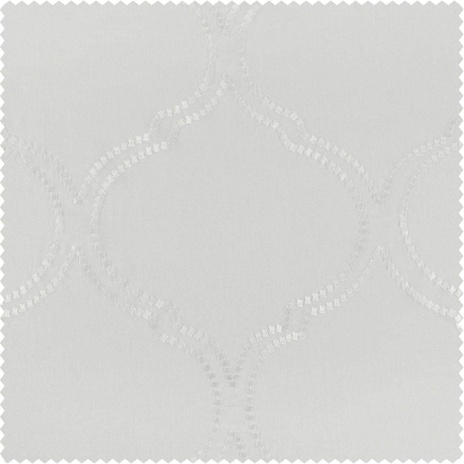 Florentina White Embroidered Polyester Swatch - HalfPriceDrapes.com
