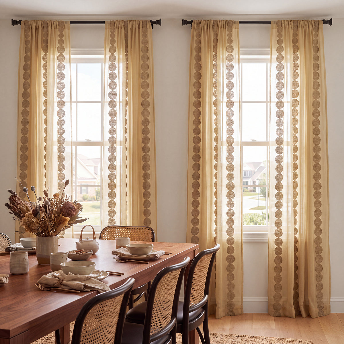 Cleopatra Gold Striped Sheer Custom Curtain