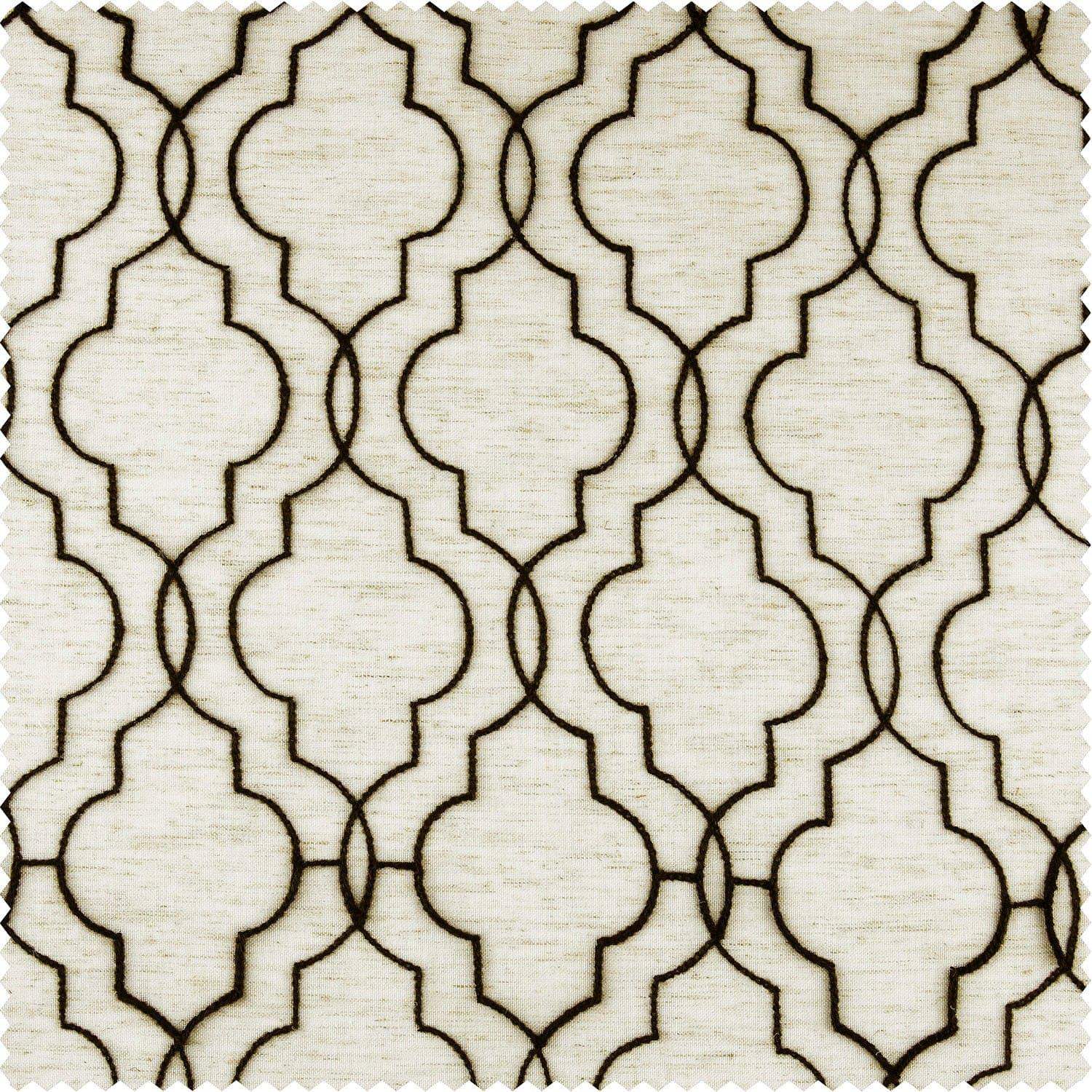 Saida Chocolate Embroidered Faux Linen Swatch - HalfPriceDrapes.com