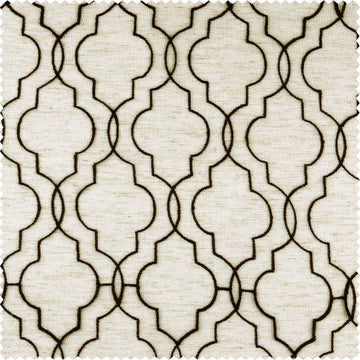 Saida Chocolate Embroidered Faux Linen Swatch - HalfPriceDrapes.com