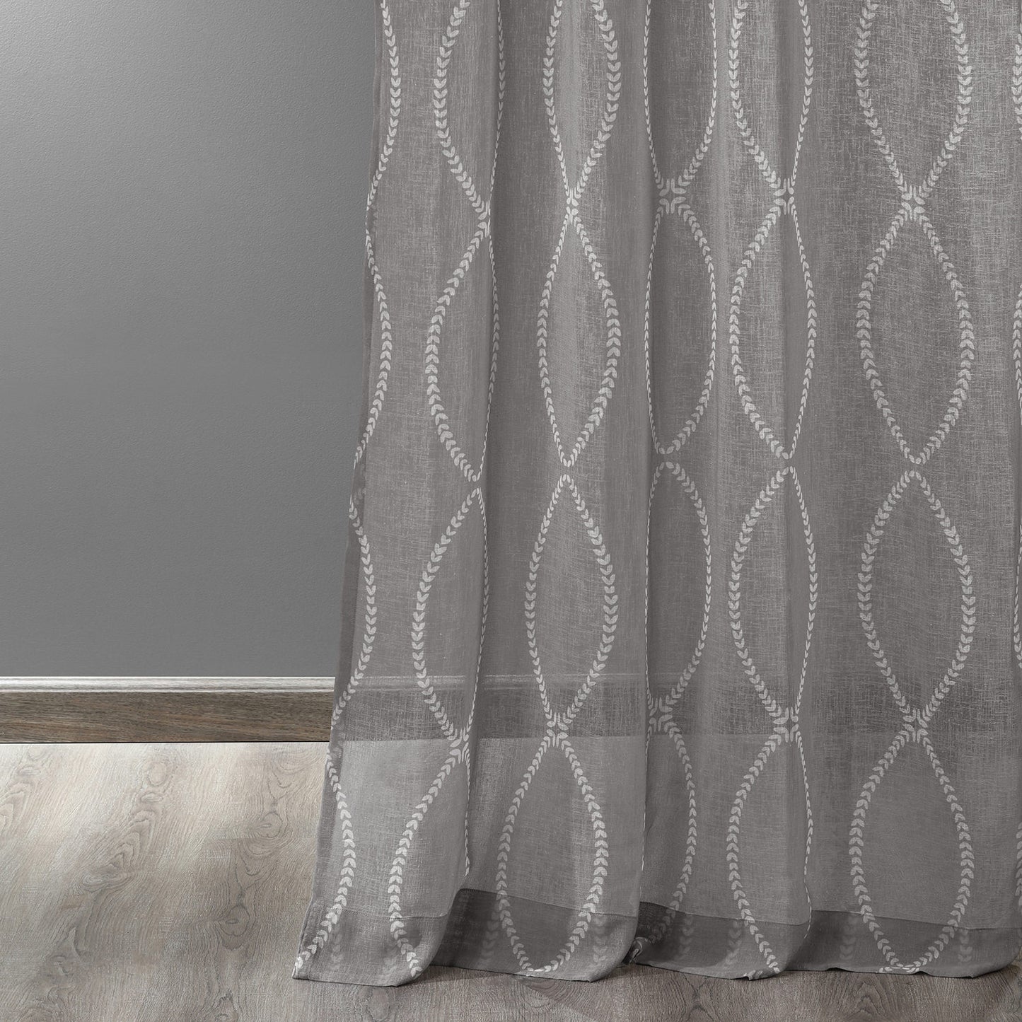 Grecian Grey Geometric Printed Sheer Custom Curtain