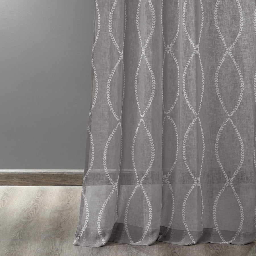 Grecian Grey Geometric Printed Sheer Custom Curtain