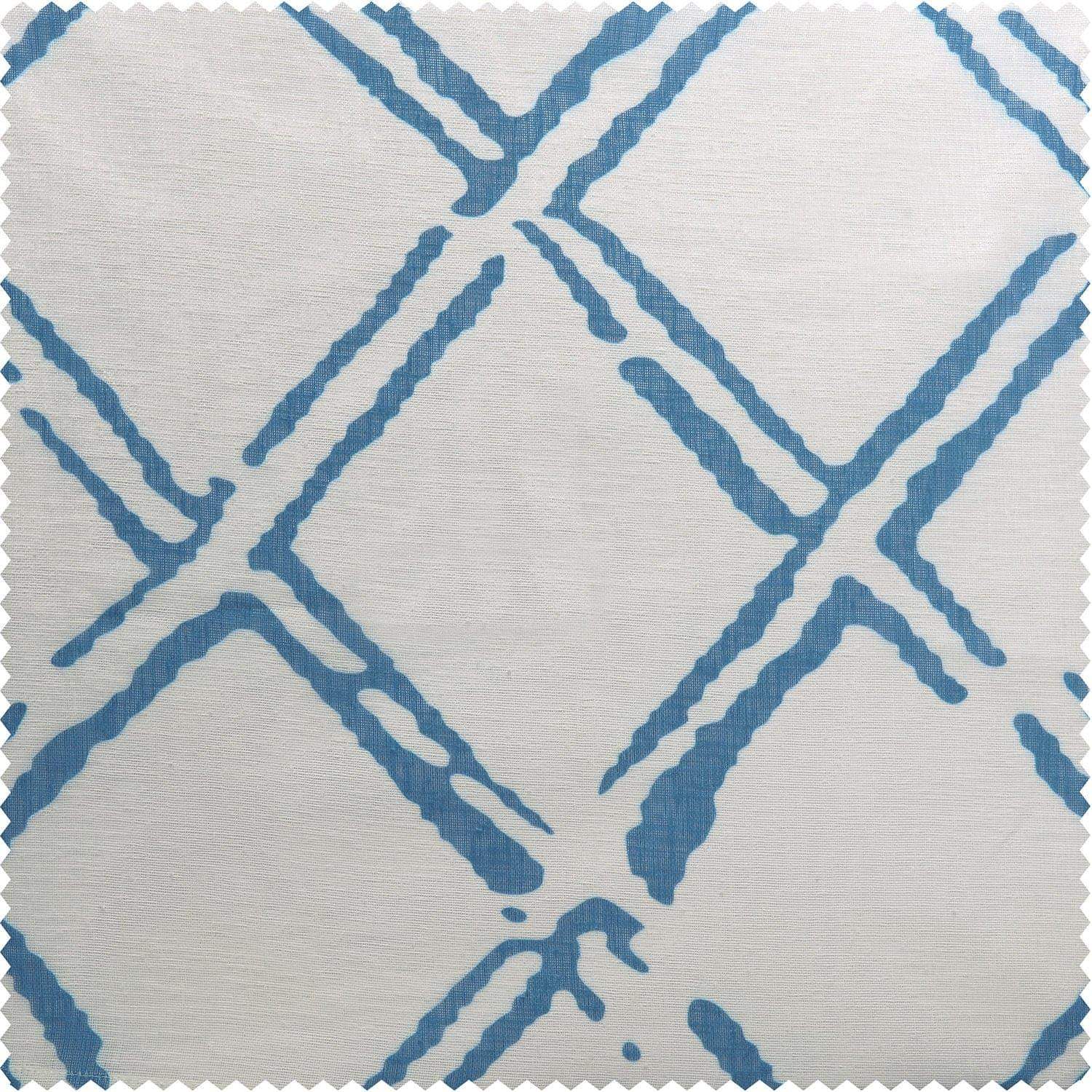 Normandy Blue Printed Polyester Swatch - HalfPriceDrapes.com