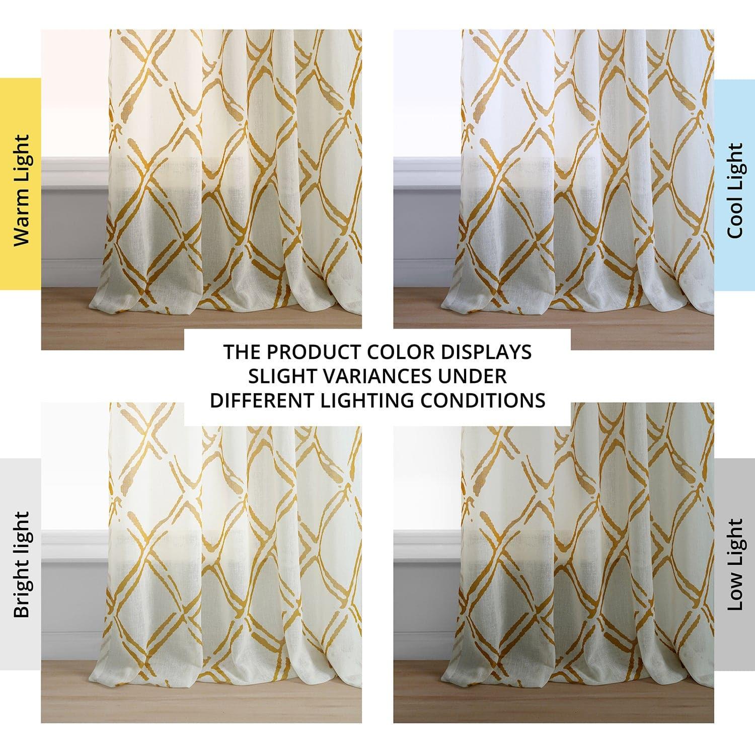 Normandy Gold Printed Sheer Curtain - HalfPriceDrapes.com
