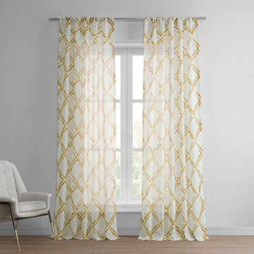 Normandy Gold Geometric Printed Sheer Curtain