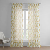 Normandy Gold Printed Sheer Curtain - HalfPriceDrapes.com