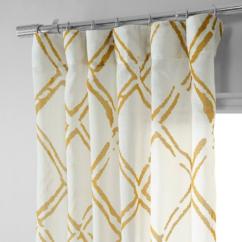 Normandy Gold Printed Sheer Curtain - HalfPriceDrapes.com