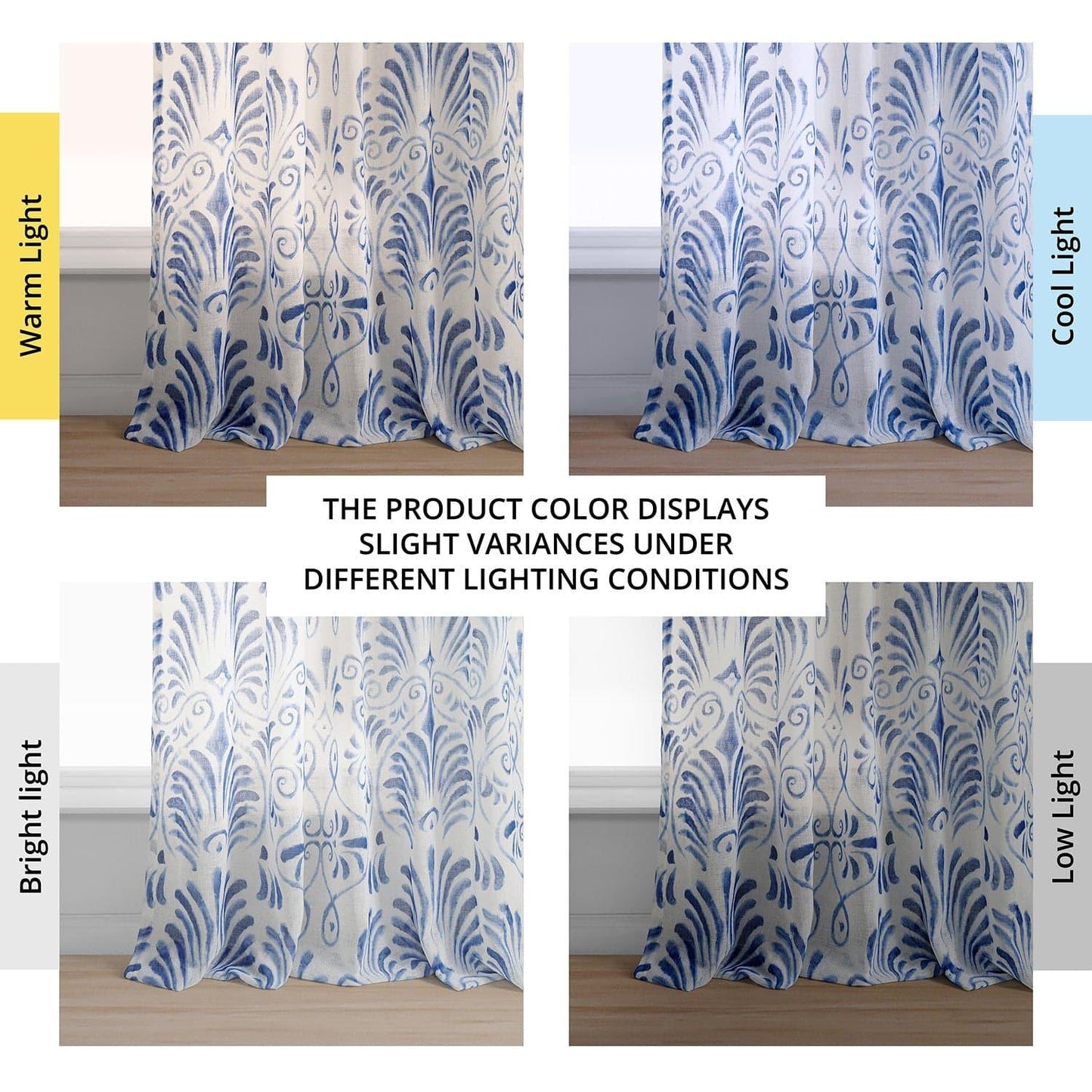 Xenia Blue Printed Sheer Curtain - HalfPriceDrapes.com